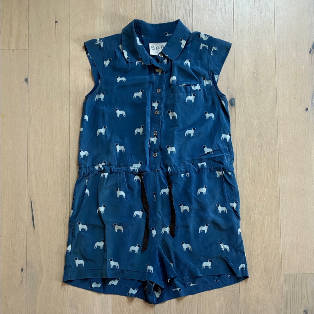Sea New York Frenchie French Bulldog silk romper